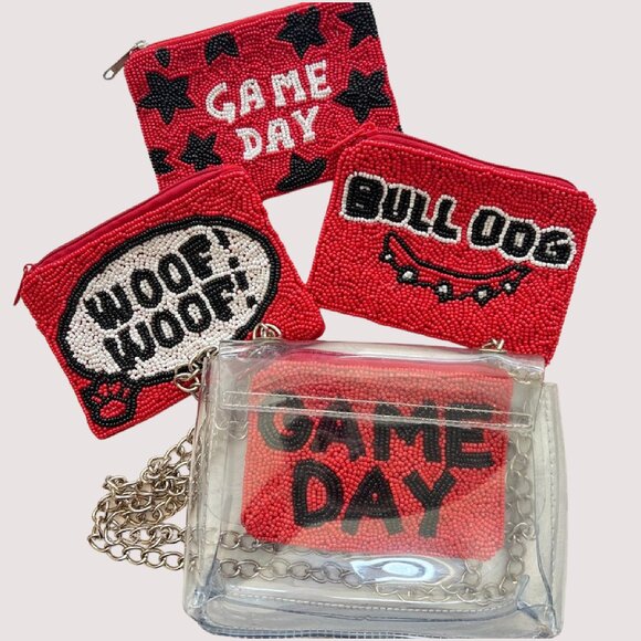 UGA Football Bulldogs Paw Beaded Storage Coin Pouch - Picture 5 of 5